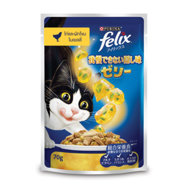 เฟลิกซ์® เซนเซชั่น เยลลี่ รสไก่และผักโขม ในเยลลี่