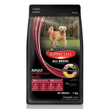 Dog food, Supercoat adult with beef, front